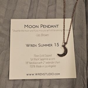 Wren Rose gold moon pendant necklace.